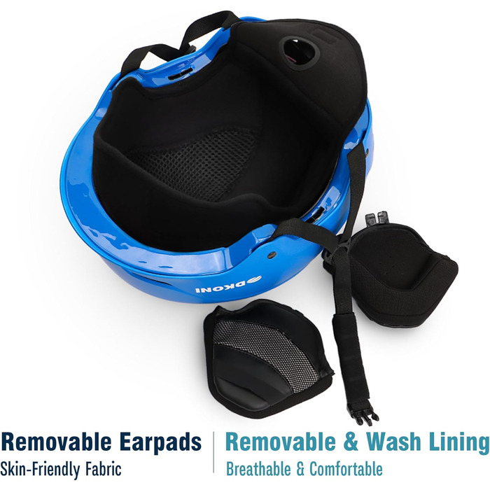 Шолом для сноуборду та гірських лиж для чоловіків, жінок та дітей, регульований розмір, 3-рівнева вентиляція, міцна PC-оболонка з EPS-піною, білий (синій, L: 58-62 см)