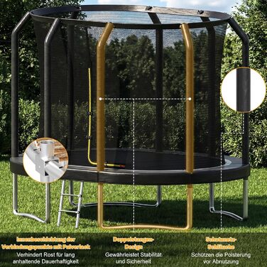 Батут Devoko Outdoor для дітей та дорослих, великий овальний, 305x214 см, з сіткою безпеки та міцним металевим каркасом