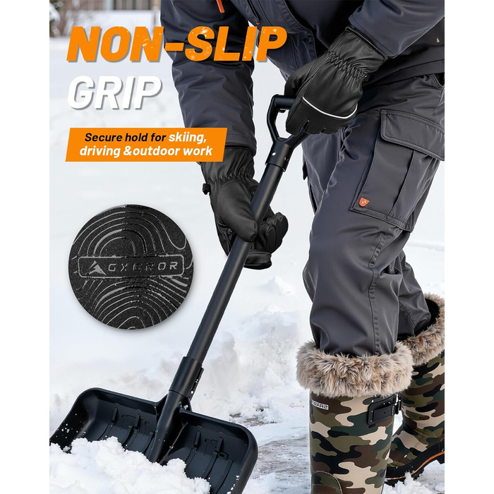 Водонепроникні зимові рукавички GXCROR для жінок та чоловіків з підтримкою сенсорного екрану, 3M Thinsulate, для катання на лижах, велосипеді, прибирання снігу та робіт на відкритому повітрі, до -20°C, теплоізоляція