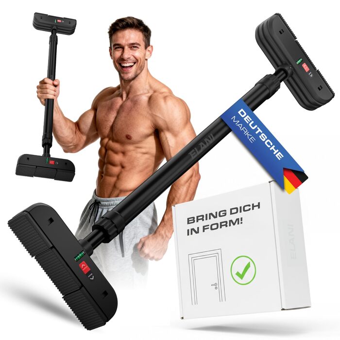 ELANI Климатична стійка для турніків на дверний отвір 70-92 см, до 200 кг, без свердління, з інноваційною блокувальним гвинтом – чорний колір