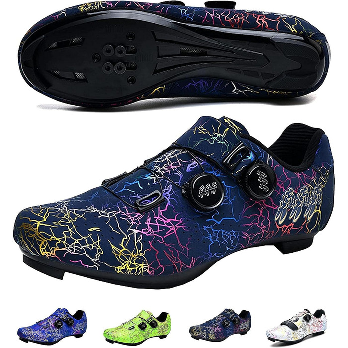 Велосипедні черевики для їзди на велосипеді: чоловічі та жіночі, для шосе, спінінгу, MTB, гравійних доріг та міста. Сумісні з SPD, SPD-SL та Look. Білий (39 EU, фіолетовий)