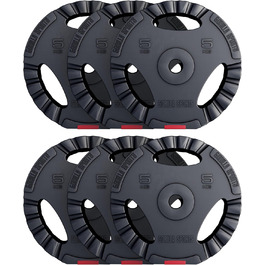 Диски для гантелей GORILLA SPORTS, набір 30 кг (6x5 кг), пластикові, зручні ручки, отвір 30/31 мм, для штанги та гантелей