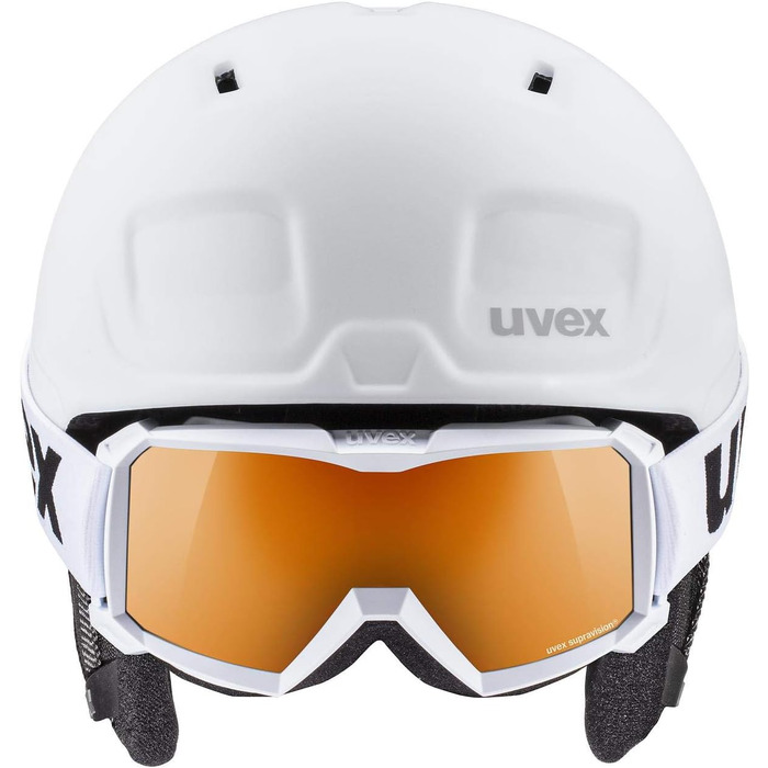 Дитячий лижний шолом uvex heyya pro set з маскою, біло-чорний, 51-55 см, регулювання розміру, контрастна лінза