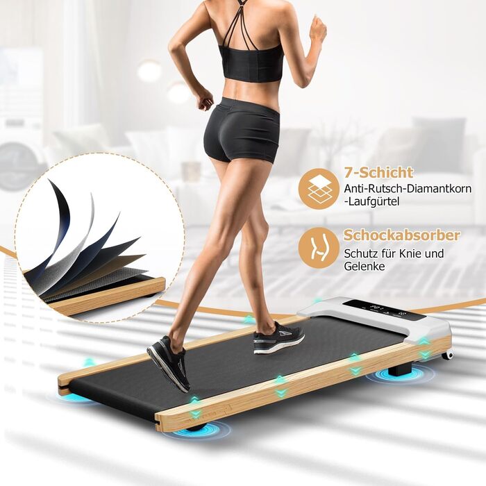Бігова доріжка COSTWAY 3 в 1, 2,25HP, підлогова, Walking Pad для дому та офісу, 1-6 км/год, дистанційне керування, LED-дисплей, 15 програм, до 120 кг