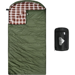 Спальний мішок Baumwoll-Flanell для дорослих: легкий, водонепроникний, з 100% бавовняним підкладком. Ідеально для кемпінгу, подорожей, хати та відпочинку на природі (зелений)