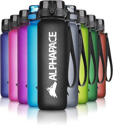 Спортивна пляшка Alphapace 1000 мл, без BPA, з фільтром для фруктів, чорна – для спорту, вело та відпочинку