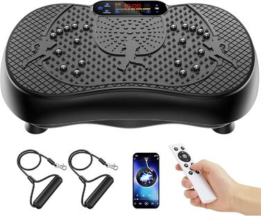 Віброплатформа для дому з 180 рівнів, 6 режимів тренувань, Bluetooth, LCD-сенсорний екран, пульт керування, вантажопідйомність 330 кг