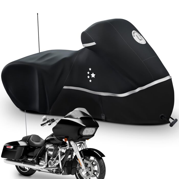 Водонепроникний чохол для мотоцикла Touring (Harley Davidson Road King, Road Glide, Street Glide, Electra Glide, Heritage Classic, Low Rider-ST, Indian, Honda, BMW, Ducati, Suzuki, Kawasaki, KTM), чорний
