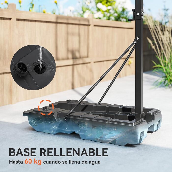 Баскетбольний кошик SPORTNOW вуличний, регульована висота 230-305 см, портативний, з міцним щитом, колесами та утяжеленою основою для підлітків