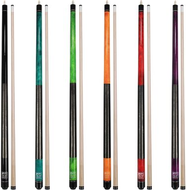 Набір київ для більярду CUEBAR 6 шт. (Lila, Rot, Grün, Blaugrün, Blau, Schwarz), кийки 45.7/50.8 см, 595.3 г, 3D-рукоятка, для чоловіків та жінок