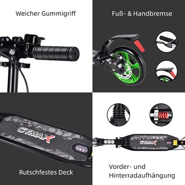 Самокат трюковий GYMAX, регульована висота, складний, 200 мм колеса, подвійна підвіска, дзвінок та ремінь, до 100 кг, для дітей та дорослих (зелений)