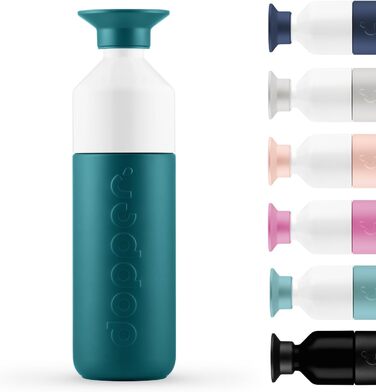 Термос-фляга Dopper Insulated 580 мл Green Lagoon – подвійні стінки, з нержавіючої сталі, герметична, зберігає 24 год холод, 9 годин тепло – термочашка для води, чаю, кави