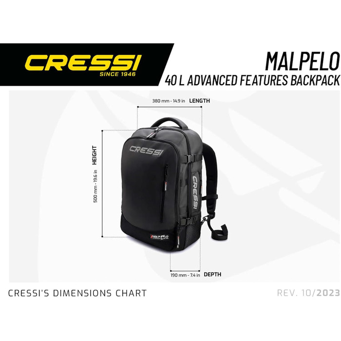 Рюкзак Cressi Premium Backpack/Dry - чорний, 40 л, унісекс