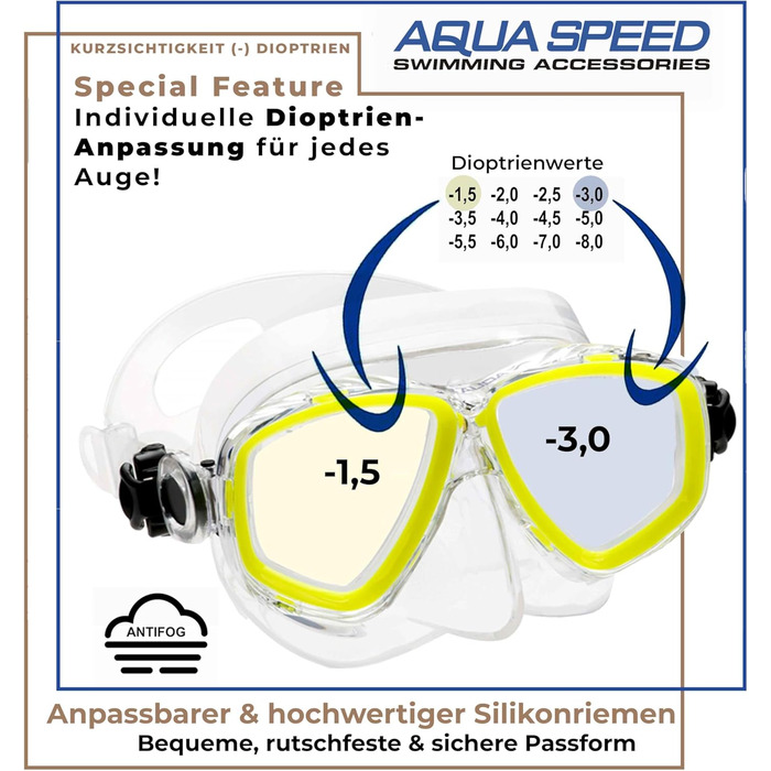 Дайвінг-маска Aqua Speed OPTIC PRO з оптичними лінзами під індивідуальну діоптрійність, для підводного плавання