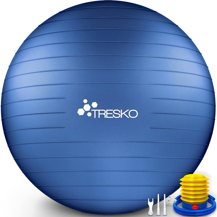Гімнастичний м'яч TRESKO, 65 см, BPA-free, з насосом, для фітнесу, йоги, вагітних, пілатесу, 300 кг, антивибуховий