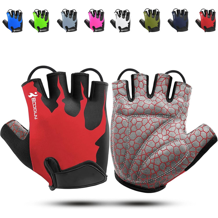 Велосипедні рукавички чоловічі літні напівпальцеві MTB, рукавички для гірського велосипеда/шосе, велосипедні рукавички для чоловіків та жінок, дихаючі, неслизькі, амортизуючі, білі (M, червоний)