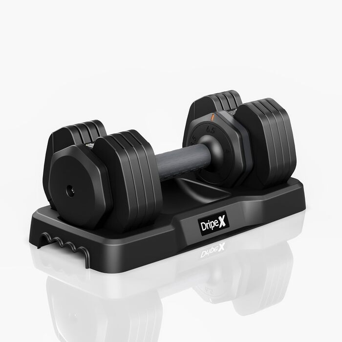 Набір гантелей Dripex: 11 кг, 24.5 кг, 41 кг. З антиковзним покриттям, регульованими дисками та підставкою. Для фітнесу, сірий колір