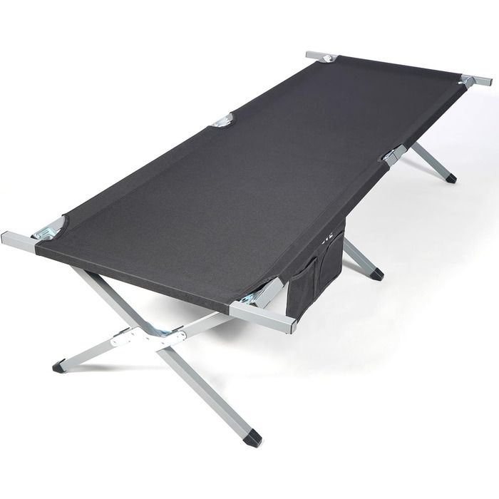 Розкладне ліжко 24MOVE® для кемпінгу та відпочинку на природі, 210x72x45 см, чорне, до 200 кг