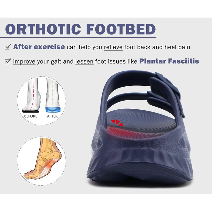 Жіночі сандалії KuaiLu для відновлення, спортивні слайдери з підтримкою склепіння стопи, ортопедичні, проти плоскостопості, для літа, синій, 41 EU