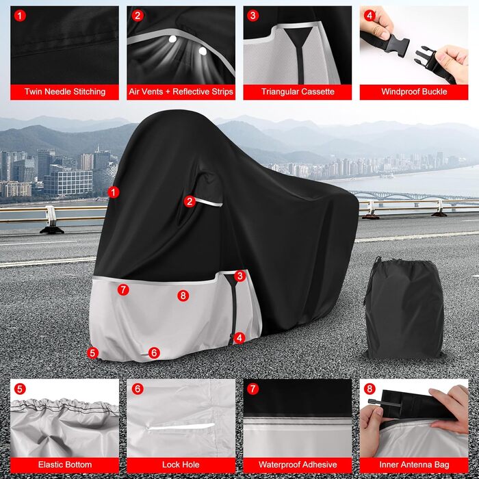 Водонепроникний чохол для мотоцикла Piaggio Vespa GTV GTS GT60/125/200/250/300 (з багажником) та без багажника, 420D Oxford, захист від дощу та сонця