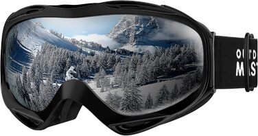 OutdoorMaster Скі-маска унісекс OTG для жінок та чоловіків, сноуборд маска, скі-окуляри з 100% UV-захистом, для носіїв окулярів, антитуманна, чорний каркас