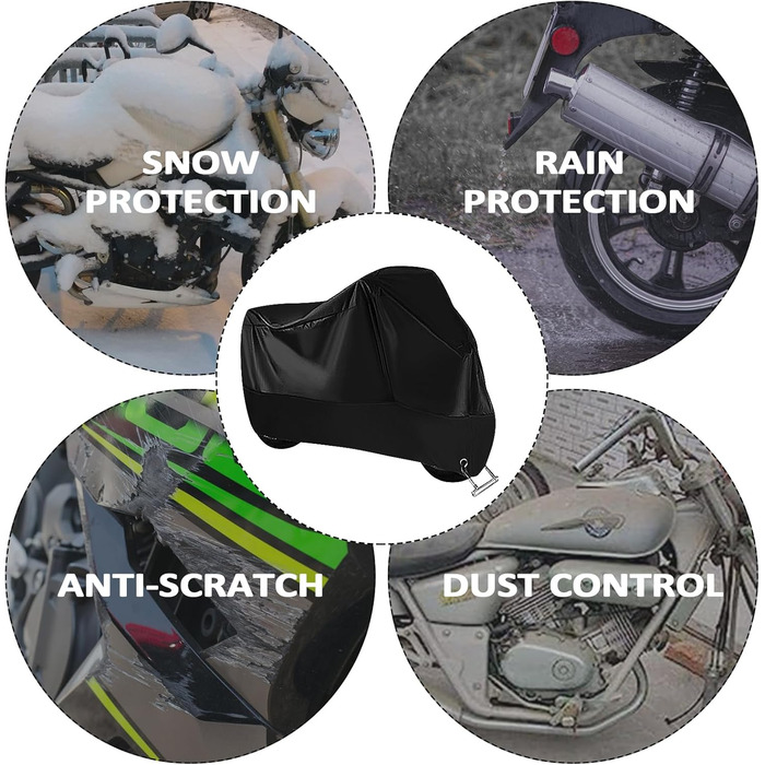 Захисний чохол для мотоцикла з поліестеру 190T, водонепроникний, UV-захист, 245x105x125 см