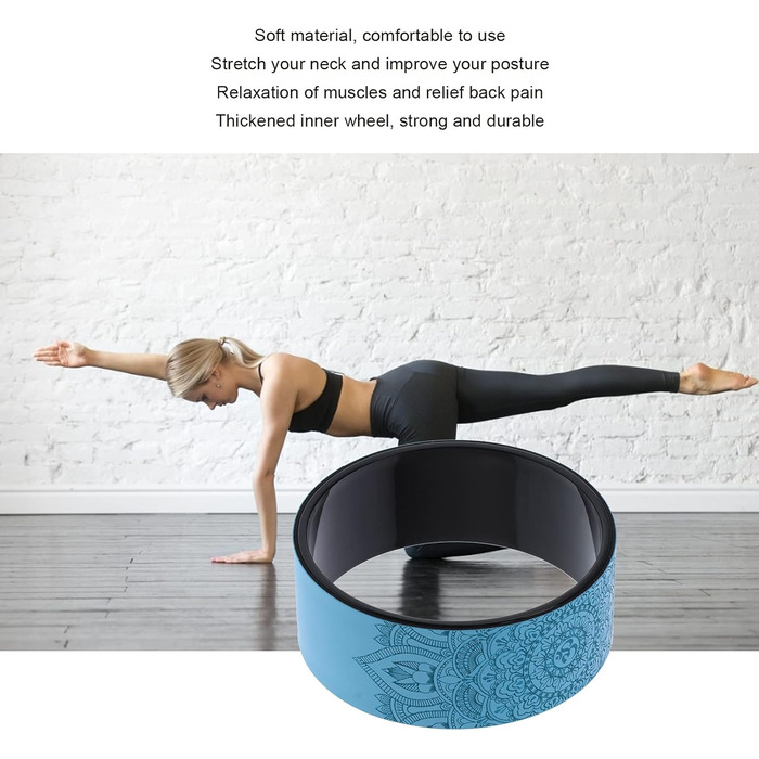 Йога-колесо для спини Yoga-Rad, синє, для стретчингу та полегшення болю у спині, тренажер для розтяжки та йоги