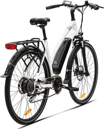 Електровелосипед VecoCraft Athena 28'' для міста, 250Вт, 36В, 10/13А·год, Shimano 8-швидкостей, для жінок і чоловіків, білий, StVZO