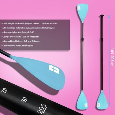 Надувний SUP (Stand Up Paddle Board) з кріпленням для камери, рожевий, 330x76x15 см, до 150 кг, з насосом та рюкзаком