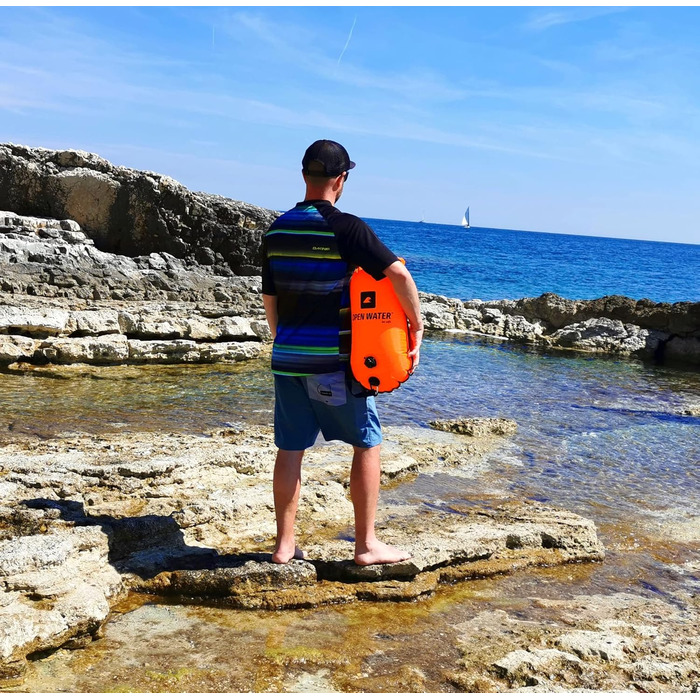 Надувна буйка OPENWATER для плавання та триатлону з рюкзаком 3-в-1, 28L, з водонепроникною сумкою