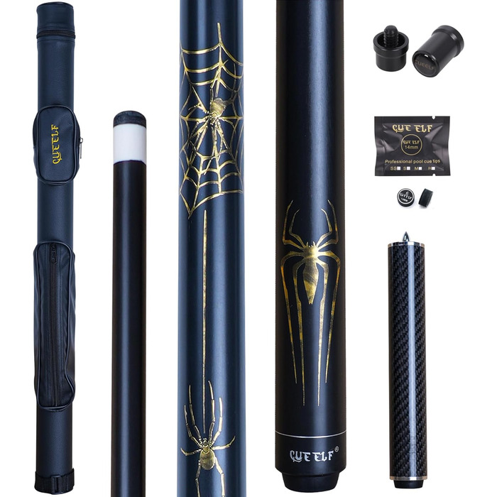 Більярдний кий CUEELF Spider Profi: якісний кий з чохлом, 21 oz, жовтий