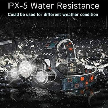 BESTSUN Головний ліхтар налобний світлодіодний перезарядна червоне світло налобний ліхтар USB 5000 Люмен для полювання, роботи, кемпінгу, риболовлі та нічного полювання (біле та червоне світло)