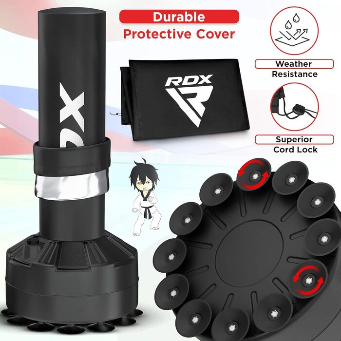 Дитячий боксерський мішок RDX 4FT із стійкою, сірий, для боксу, кікбоксингу, MMA, з тренувальними рукавичками, для дому та спортзалу