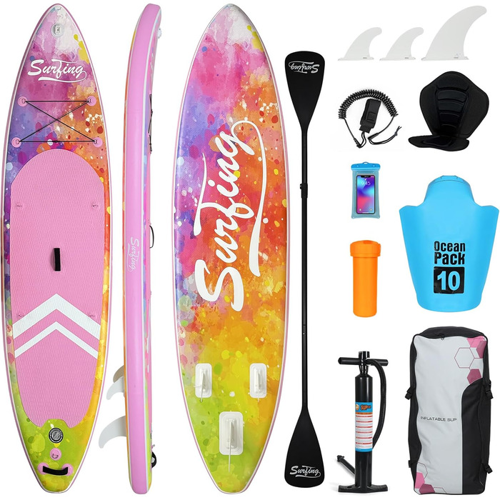 Надувна SUP-дошка ZealWe 320/335 см з комплектом аксесуарів – серфборд для сап-серфінгу, до 150 кг, сидіння, алюмінієве весло, рюкзак, насос