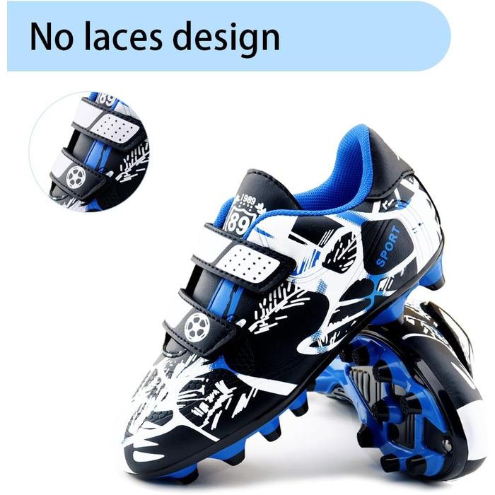Дитячі футбольні бутси для хлопчиків та дівчаток, Outdoor, тренувальні, для штучного газону, з шипами, унісекс, розмір 28-37 EU, 36 EU, білі, сині