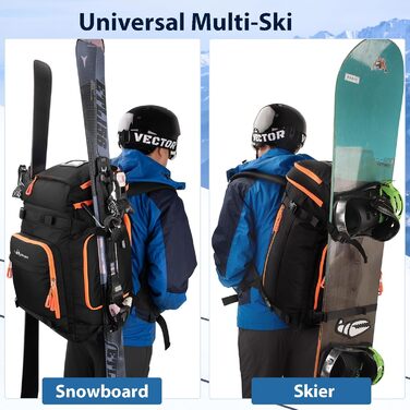 Чорний рюкзак для лиж та сноуборду HP з відділенням для шолома, 70L