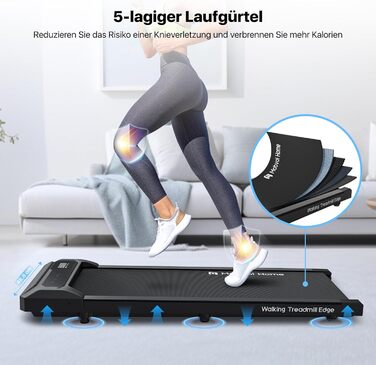 Компактна бігова доріжка Mobvoi Home Walking Pad з дистанційним керуванням, LED-дисплеєм, для дому та офісу, швидкість до 6 км/год, вантажопідйомність 120 кг