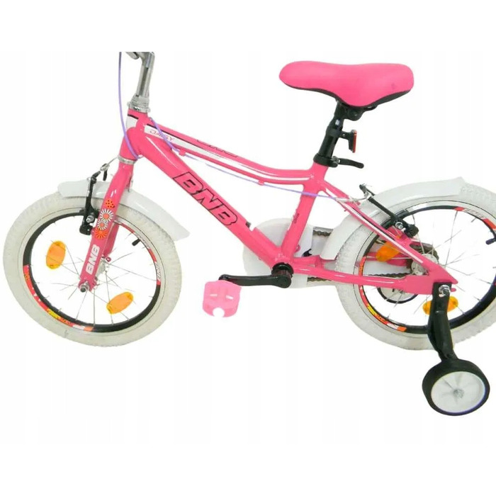 Дитячий велосипед BNB, рожевий, 16 дюймів, з дзвоником та бічними колесами