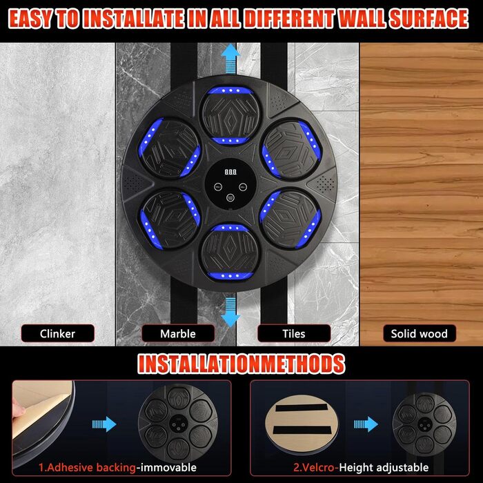 Музична боксмашина Lishetimig для стін, Bluetooth, LED-підсвітка, 7 режимів швидкості, боксерські рукавички для дорослих та дітей, тренування вдома та в офісі