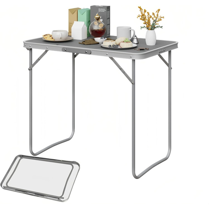 Складаний садовий/балконий столик eSituro 80x50x70 см сірий (MDF, метал)