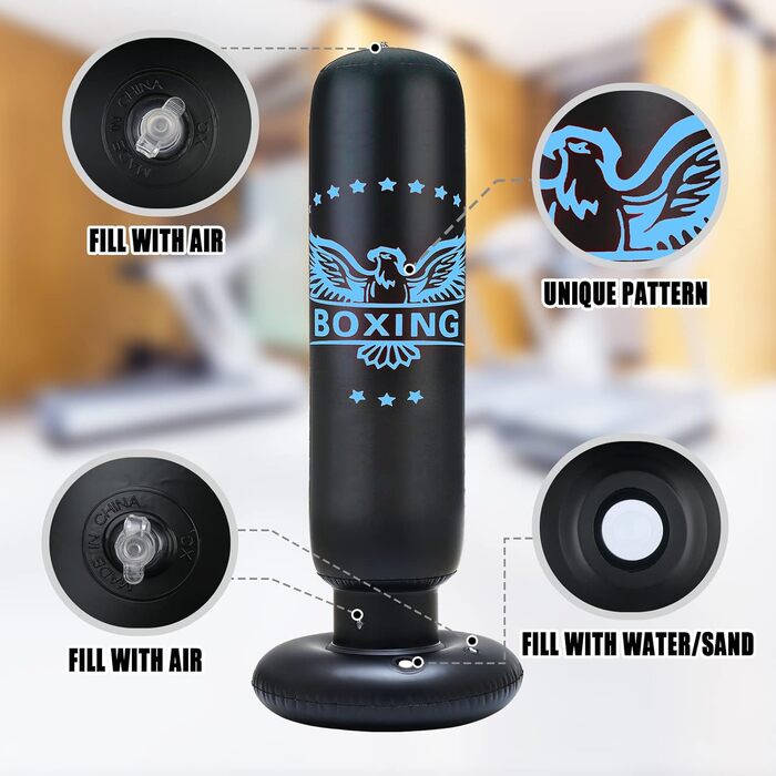 Надувний боксерський мішок для дітей 160 см з рукавичками. Підходить для карате, тхеквондо, ММА. Боксерський мішок з підставкою для дорослих та дітей.