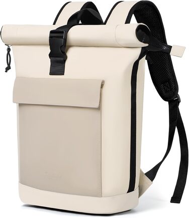 Рюкзак Lekeinchi Rolltop для жінок і чоловіків, водонепроникний, з відділенням для ноутбука 17'', великий дорожній рюкзак, міський рюкзак для школи, університету, подорожей, роботи, бежевий/хакі
