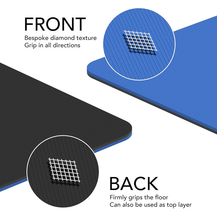 Тренувальний килимок для фітнесу – великий, широкий та товстий (183x80x10 мм) – TPE килимок, неслизький, для дому, HIIT, Pilates, гімнастики, сірий (з принтом)