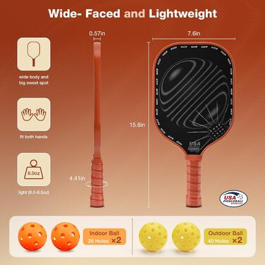 Набір для піклболу: 2 ракетки, 4 м'ячі, сумка. Фібергласова поверхня. Для гри в приміщенні та на вулиці