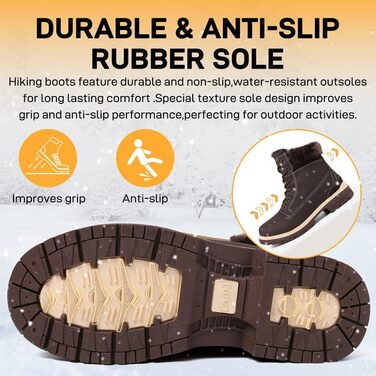 Зимові чоботи жіночі утеплені, водонепроникні, для снігу, теплі, короткі, трекінгові, підошва не слизька (Коричневі, 37 EU)