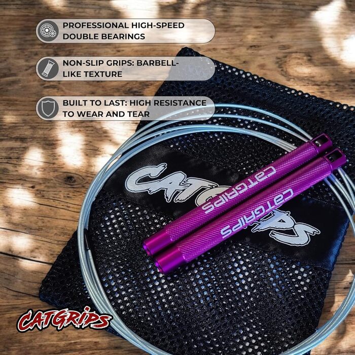 Професійна скакалка CATGRIPS для кросфіту та боксу, сталева швидкісна скакалка з підшипниками