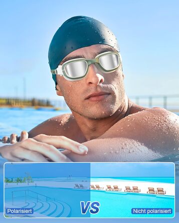 Поляризовані окуляри для плавання, антизапітніння, захист від сонця, для дорослих та підлітків, чоловічі та жіночі, зелено-срібні