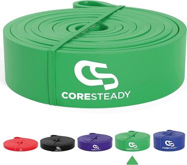 Coresteady фітнес-стрічка і гумова стрічка для спорту – міцна гумова стрічка для підтягувань для чоловіків і жінок – для силових тренувань і нарощування м'язів – тренування, фітнес, допомога при підтягуваннях – фітнес-стрічка 4, зелена, сильна, 22-56 кг