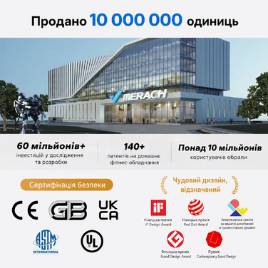 Гребний тренажер MERACH для дому з магнітним опором 60 кг, автоматичною регулюванням, LED-дисплеєм та подвійними дерев'яними рейками (R21)