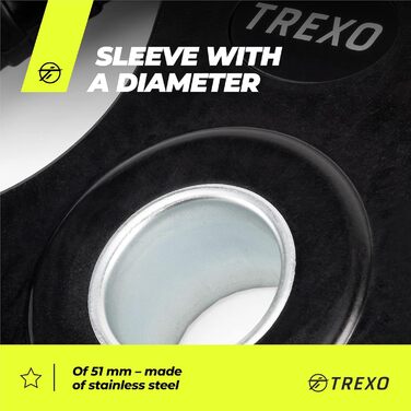 Диск для штанги з ручками TREXO 10 кг, чавунний, покритий, для фітнесу, кросфіту та силових тренувань